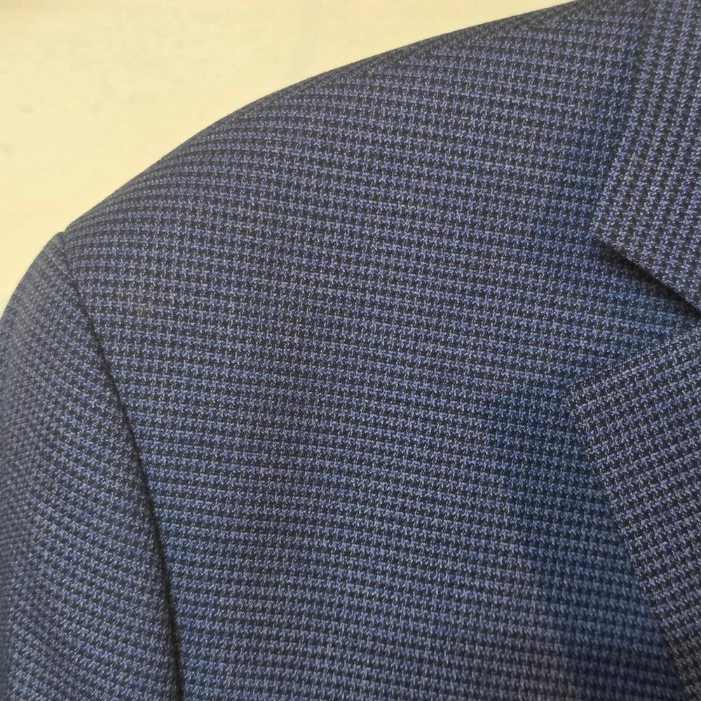 Michael‎ Kors Mens 44L Blue Micro Pattern 2-Button Blazer Sport Coat Notch Lapel